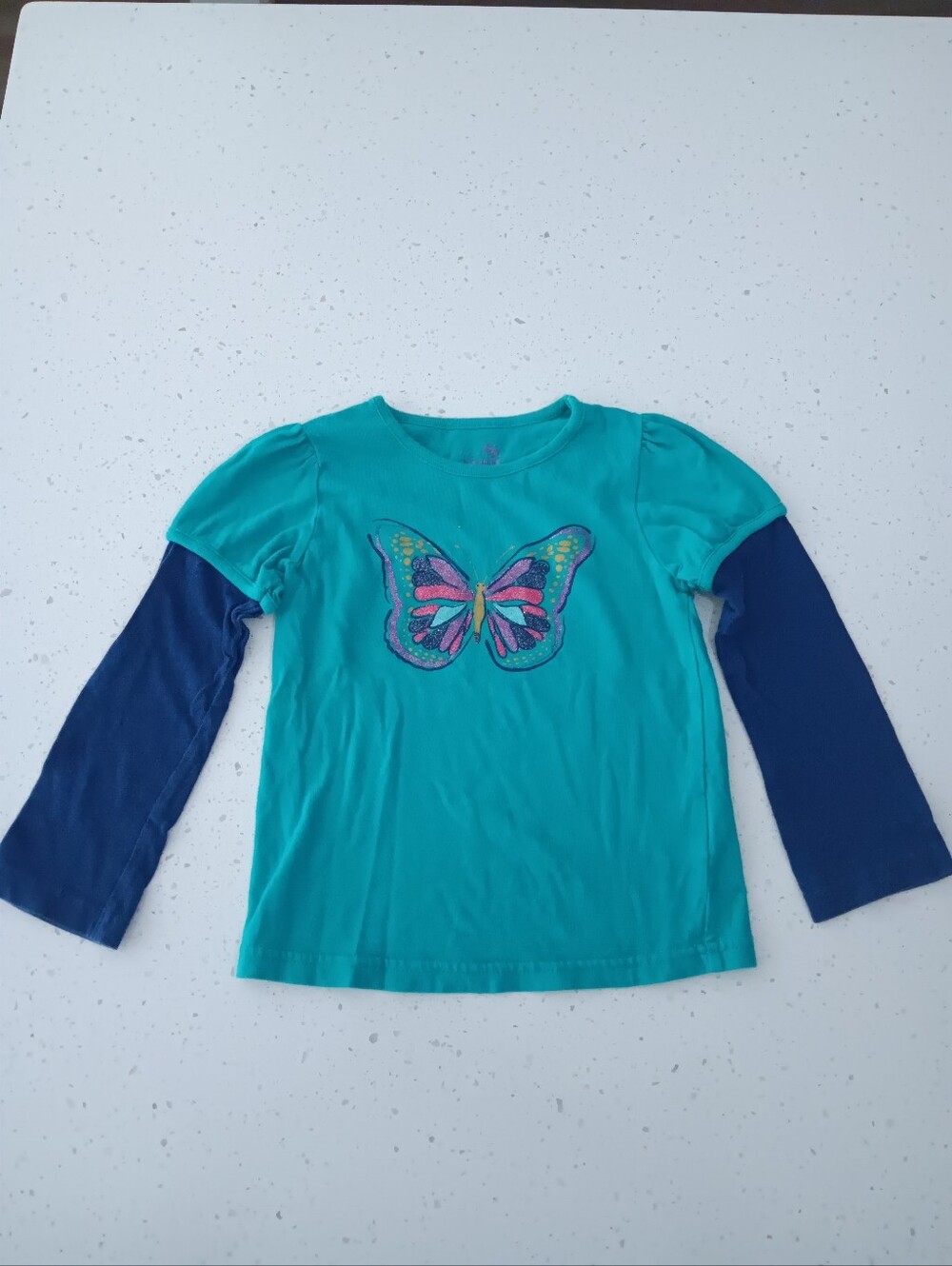 Girls' Teal Butterfly Long Sleeve Shirt Size 5T